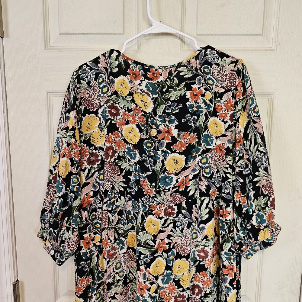 Natural Life L/XL Sage Vneck Maxi Tiered Floral Tassel Tropical Garden Rose Prin - Picture 4 of 11